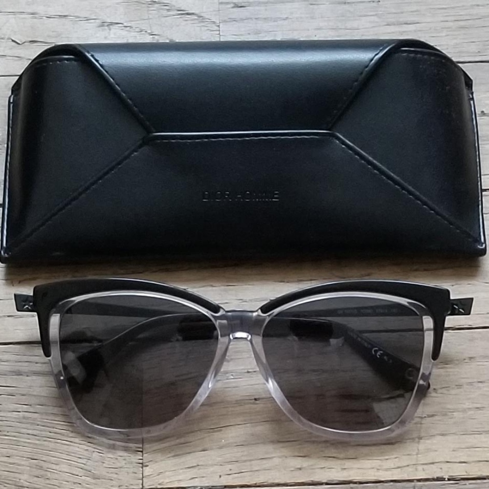 NEW!! GIVENCHY Clear Black Gray Cat Eye Sunglasses